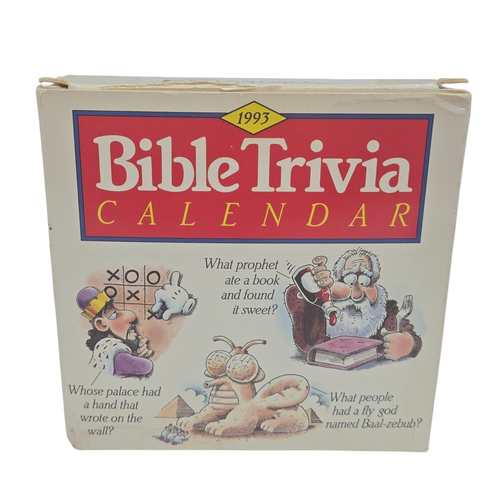 VTG 1993 Bible Trivia Calendar Tyndale House Daily Desktop Tear Off Question NIB